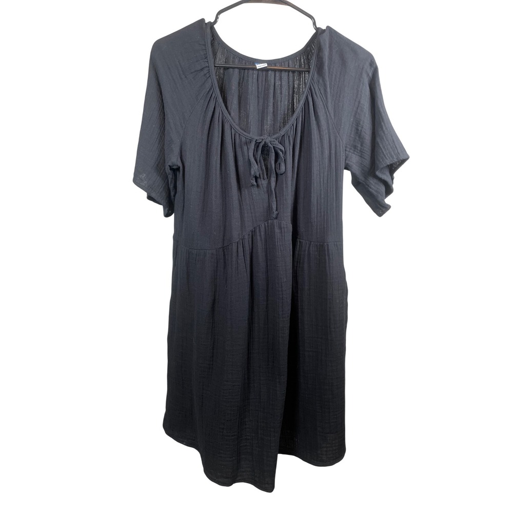 Old Navy Dress Women's XS Black Gauze Short Sleeve Swing Mini Summer‎ Minimalist